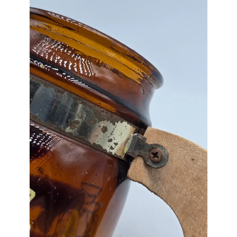 Vintage 70s Siesta Ware Amber Glass Barrel Mug Booze Is The Only Answer Woo